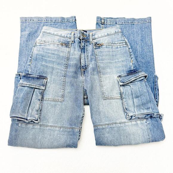 Ramy Brook Carpenter Style Cargo Denim Jeans Light Wash D08235024 Size 28 - Picture 5 of 9